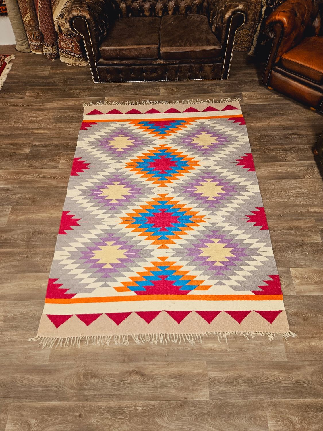 Handgeweven Kelim Tapijt