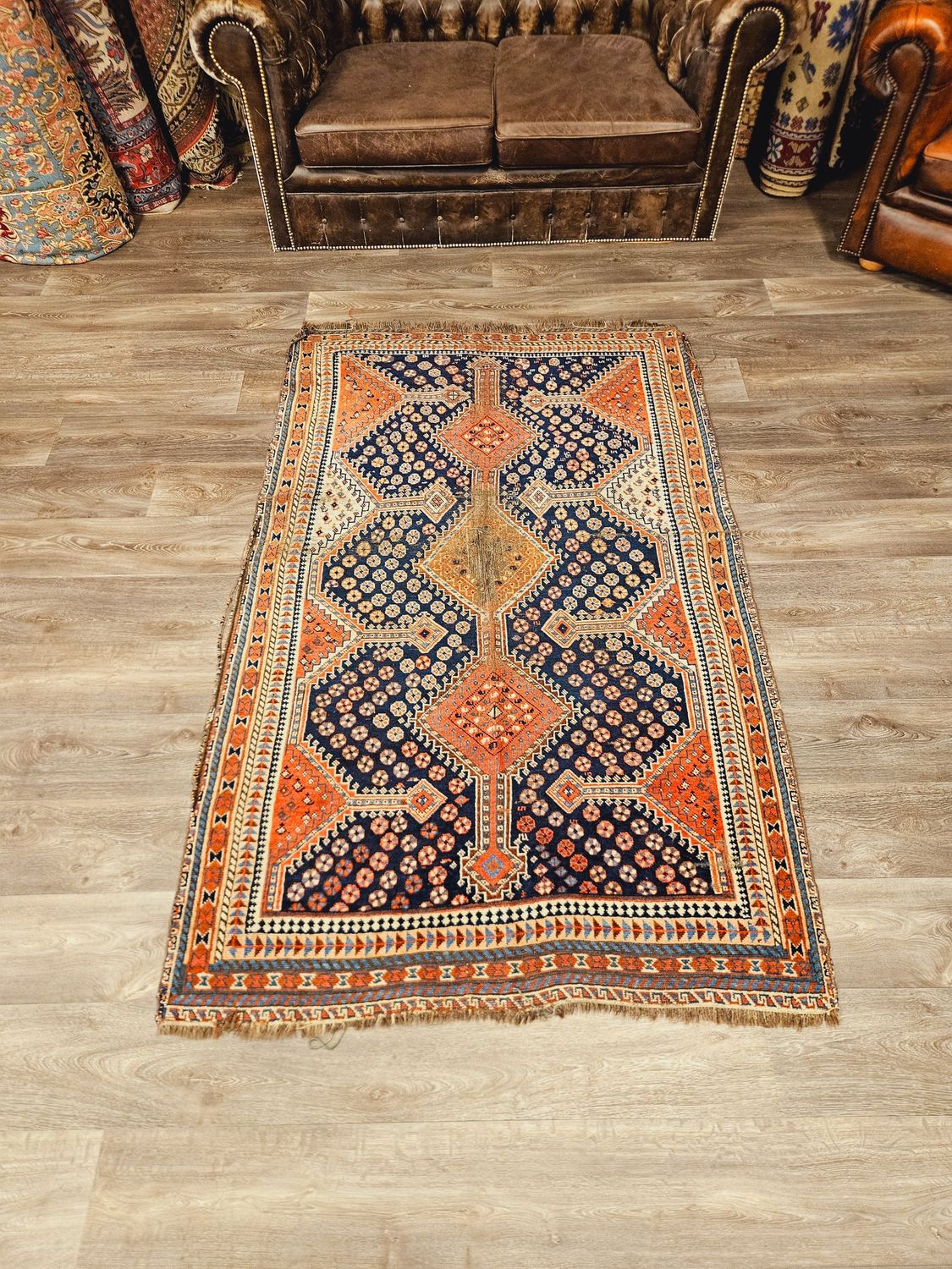 Antiek Perzisch Handgeknoopt Shiraz Tapijt