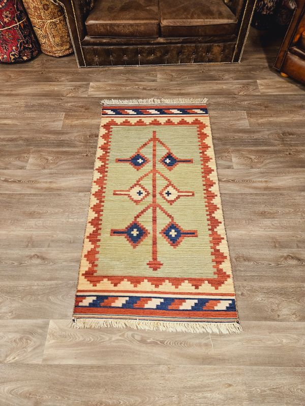 Handgeweven Kelim Tapijt