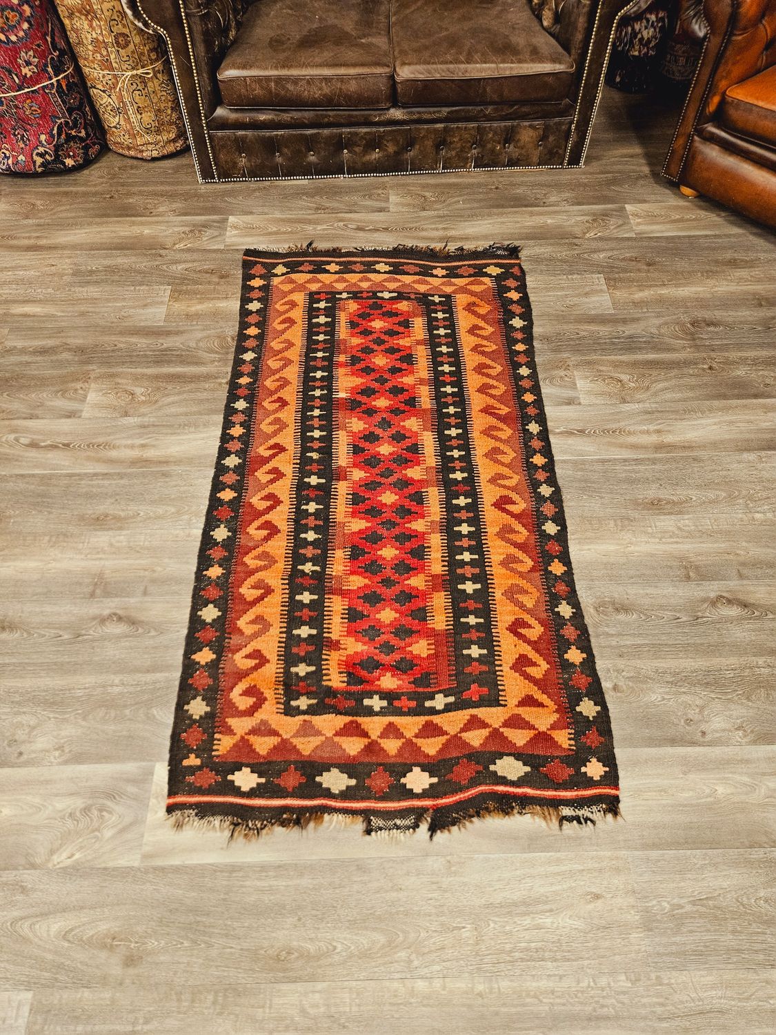 Handgeweven Kelim Tapijt