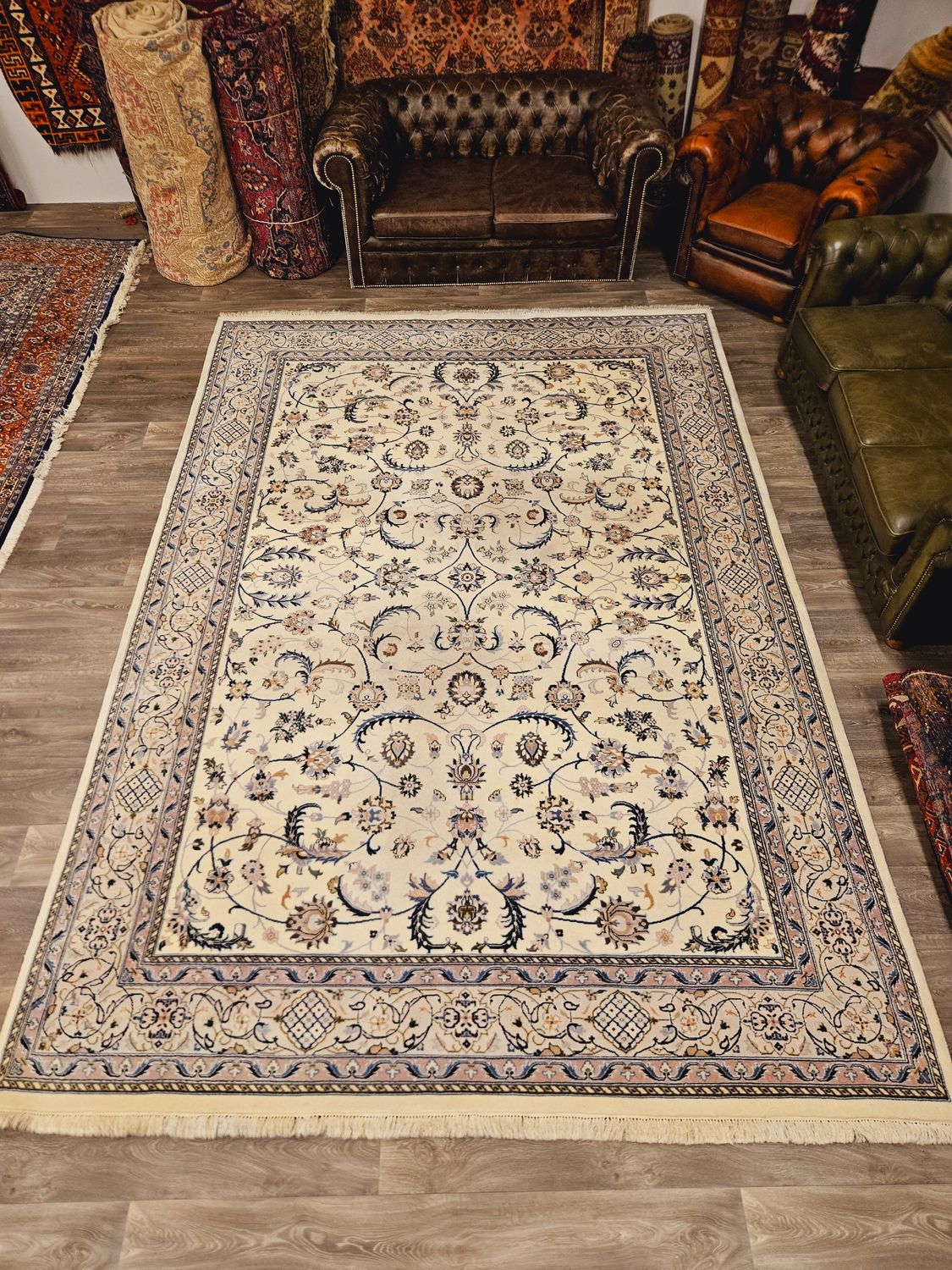 Perzisch Handgeknoopt Nain Tapijt