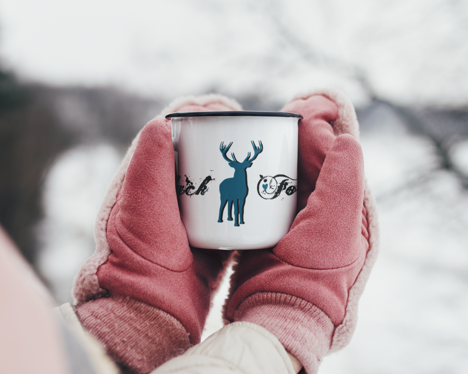 Emaille Becher Black Forest Hirsch Petrol