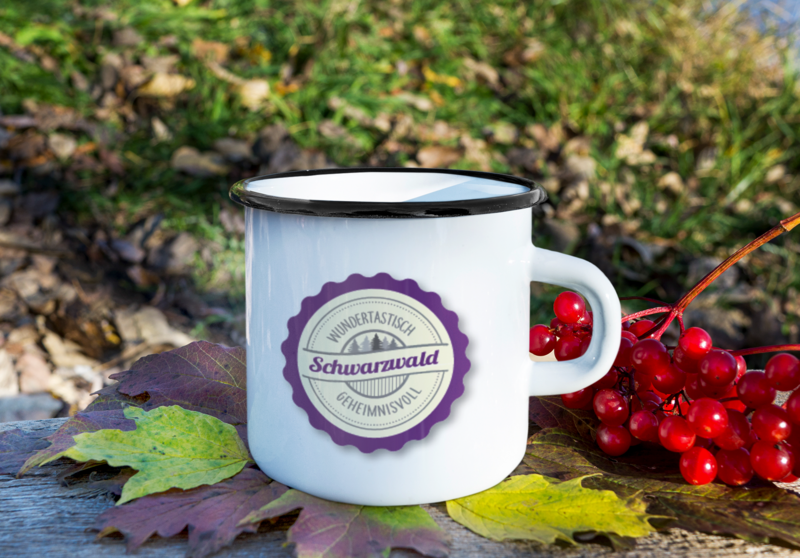 Emaille Becher Schwarzwald Button Lila Emaille Becher Schwarzwald Button Lila