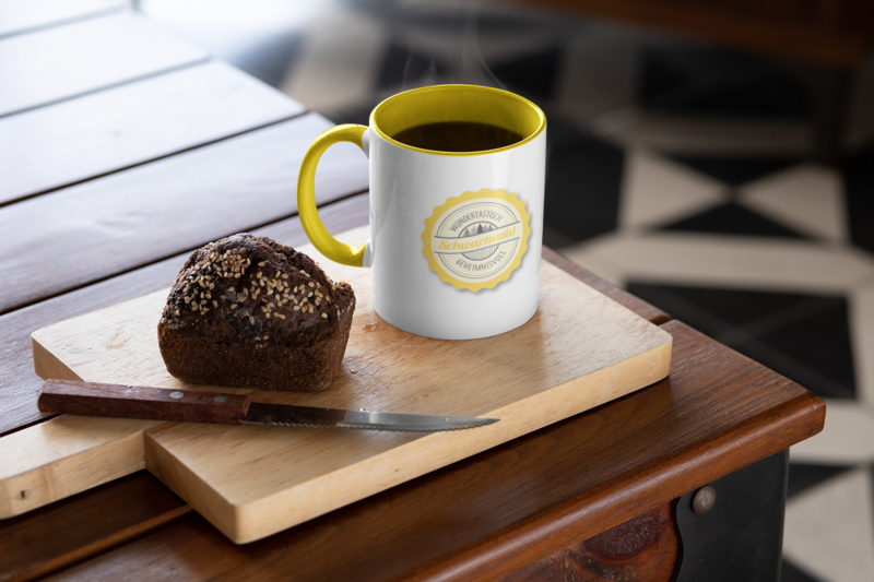 Keramiktasse Schwarzwald Button Gelb Keramiktasse Schwarzwald Button Gelb