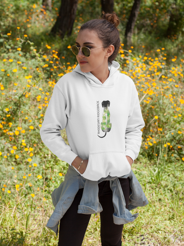 RR her Hoodie Weiß Hund sitzend Grün RR her Hoodie Weiß Hund sitzend Grün