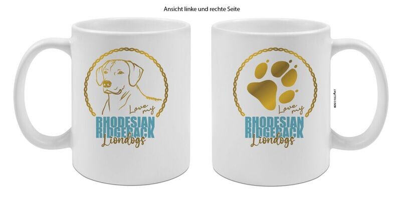RR Tassen Weiß Matt Afrika Liondogs mit Pfote RR Tassen Weiß Matt Afrika Liondogs mit Pfote
