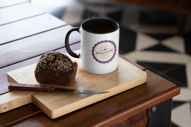 Keramiktasse Schwarz Schwarzwald Button Lila Keramiktasse Schwarz Schwarzwald Button Lila