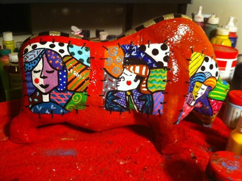 Toro ziña pintado a mano