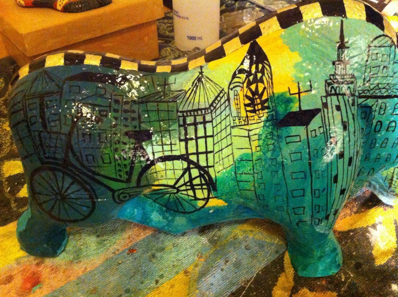 Toro ziña pintado a mano