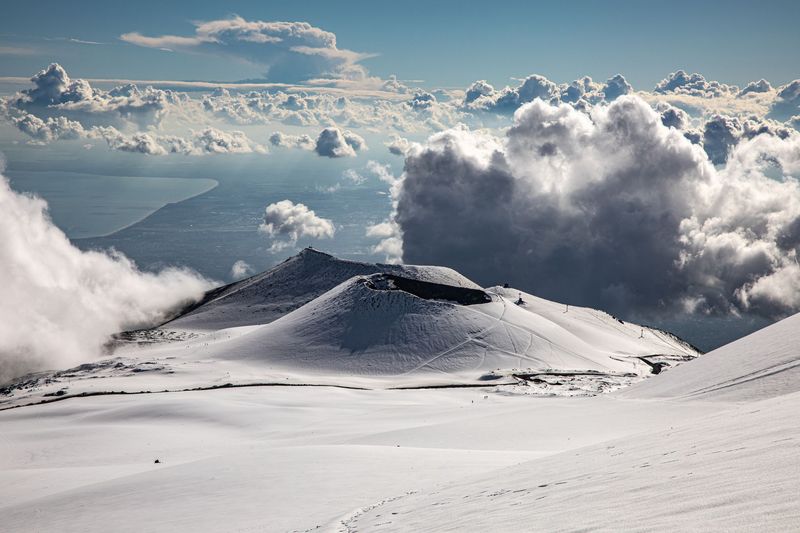 "Un rêve d'hiver sur un cœur incandescent", Etna, Sicile