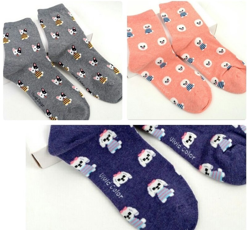 [Pack of 3] Happy Dogs Happy Socks Collection Women&#39;s Quarter Height Socks