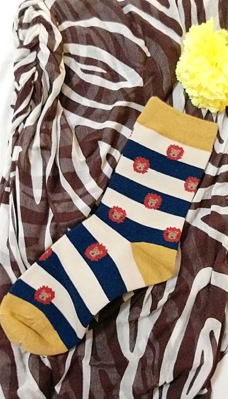 Animals in the Safari Lion-print Stripes Unisex Women/Men&#39;s Quarter Height Socks