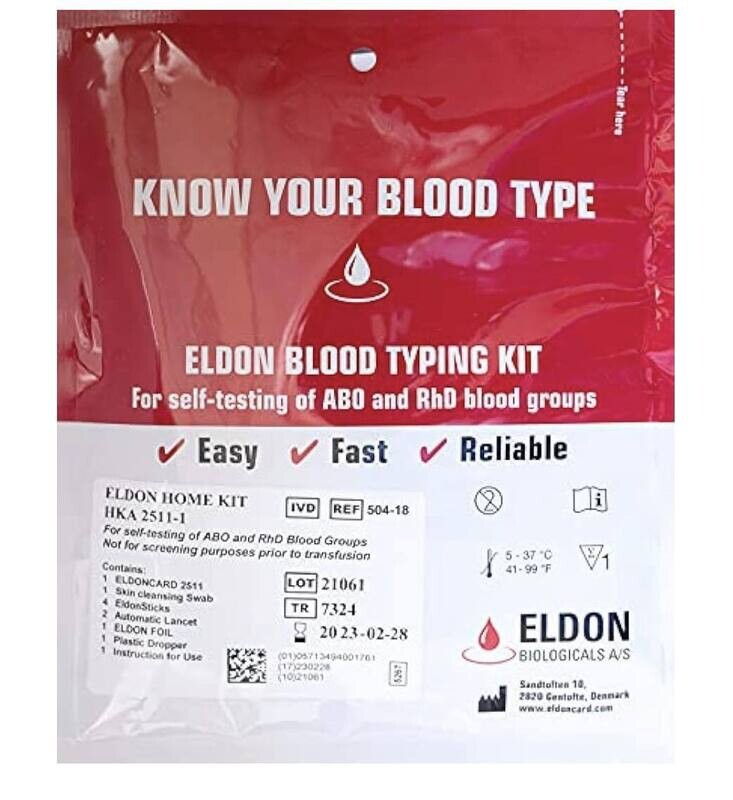 Blood Type Testing Kit 1 Pack 🩸
