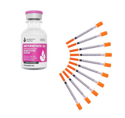 30 Day Supply Starter Pack | (20) U100 Insulin Syringe 1mL/cc & (1) 30ml Water