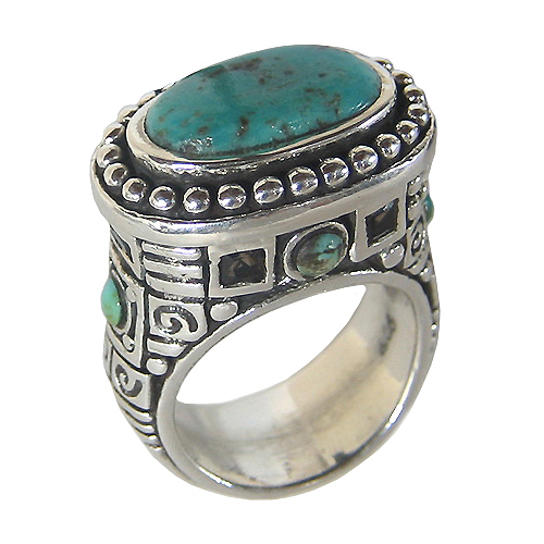 The Mayan Calendar Made Us Do It Mayan Sterling Silver Turquoise Ring