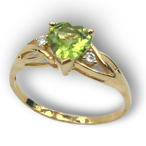 Peridot Heart Ring 10K Yellow Gold Save 81%!