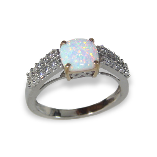 Sterling Silver and 10k Gold Opal Ring