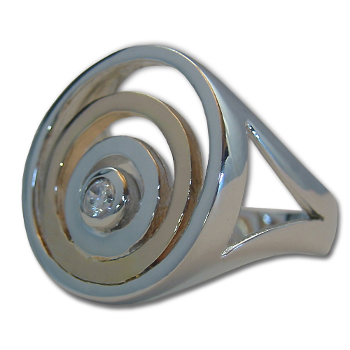 Modern Spiral Ring Two Tone Gold and Sterling Silver