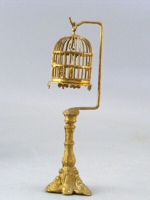 Vintage Soft Metal Birdcage and Stand