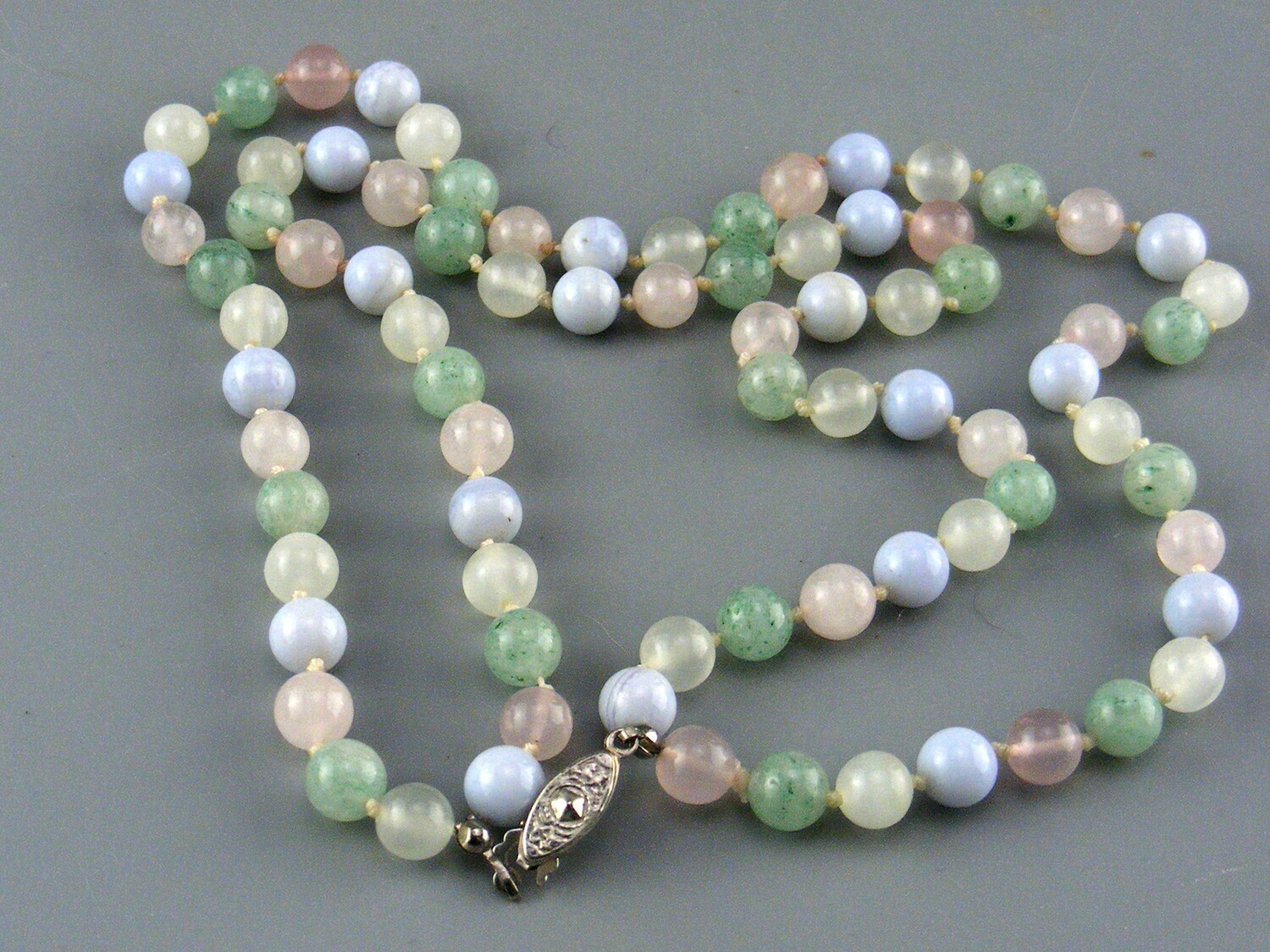 Multi Stone Hand Knotted Necklace