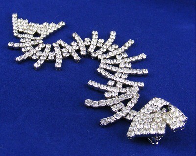 Huge Vintage Rhinestone Fish Tie Brooch