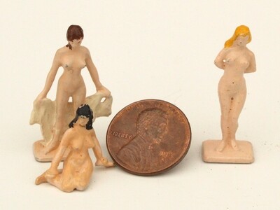 Vintage hand painted pewter nude figures