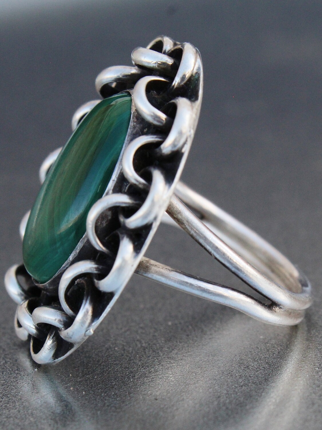 Malachite and Sterling Ring