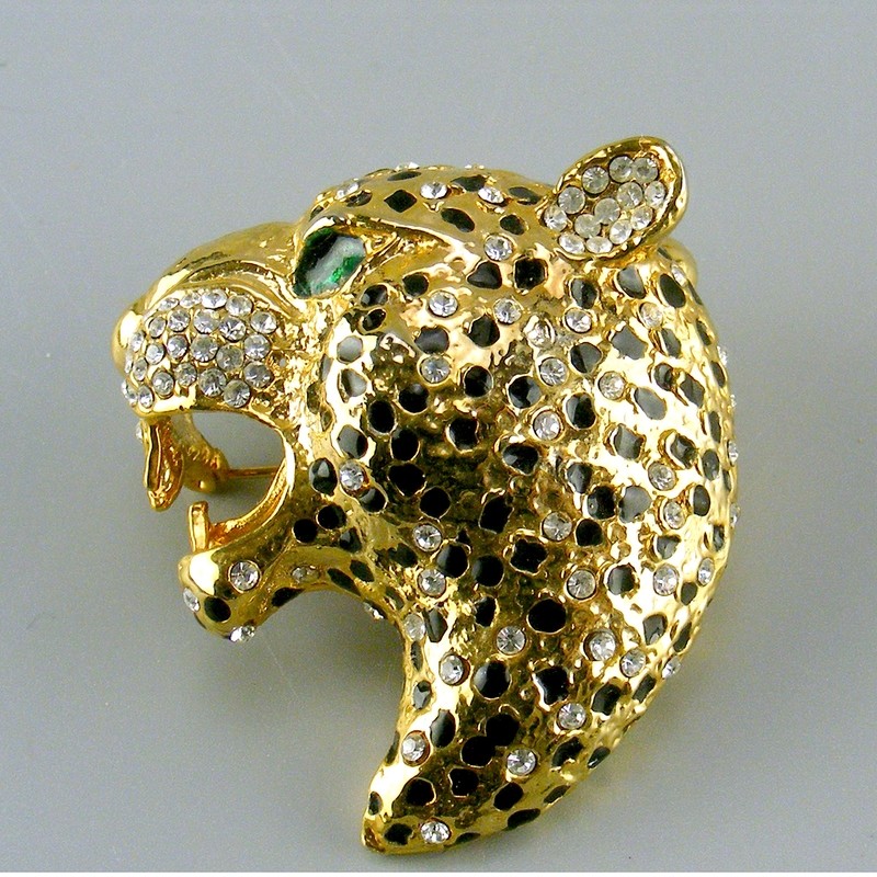 Large Leopard Head Brooch