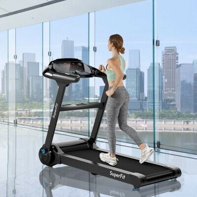 2.25HP Folding Treadmill with Bluetooth Speaker-Black - Color: Black - Size: 2-2.75 HP