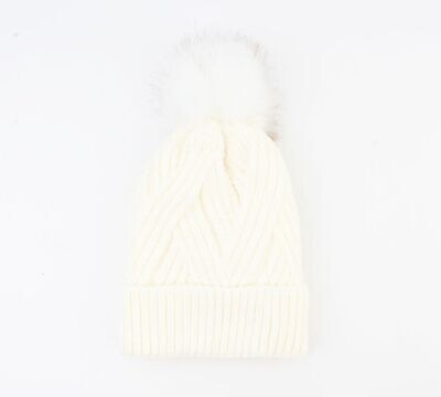 Muts &quot;Pompom&quot;, Kleur: Offwhite