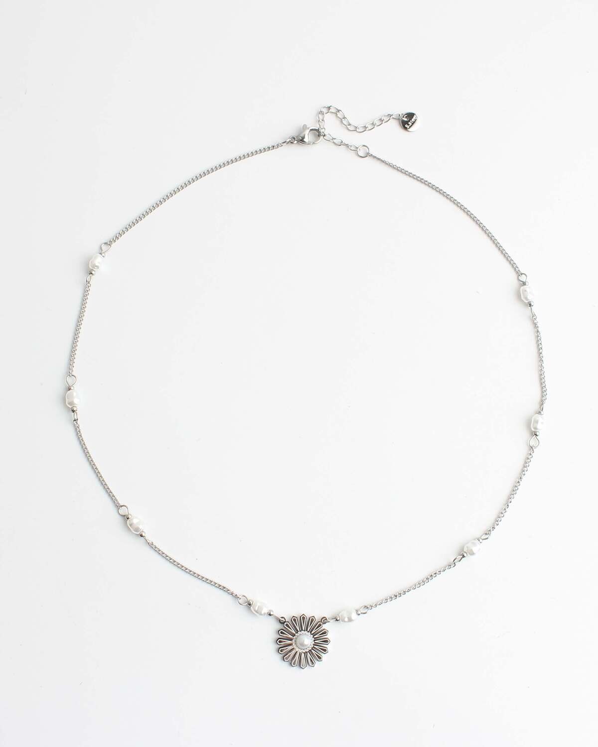 Ketting &quot;Rianne bloem&quot;, Kleur: Zilver
