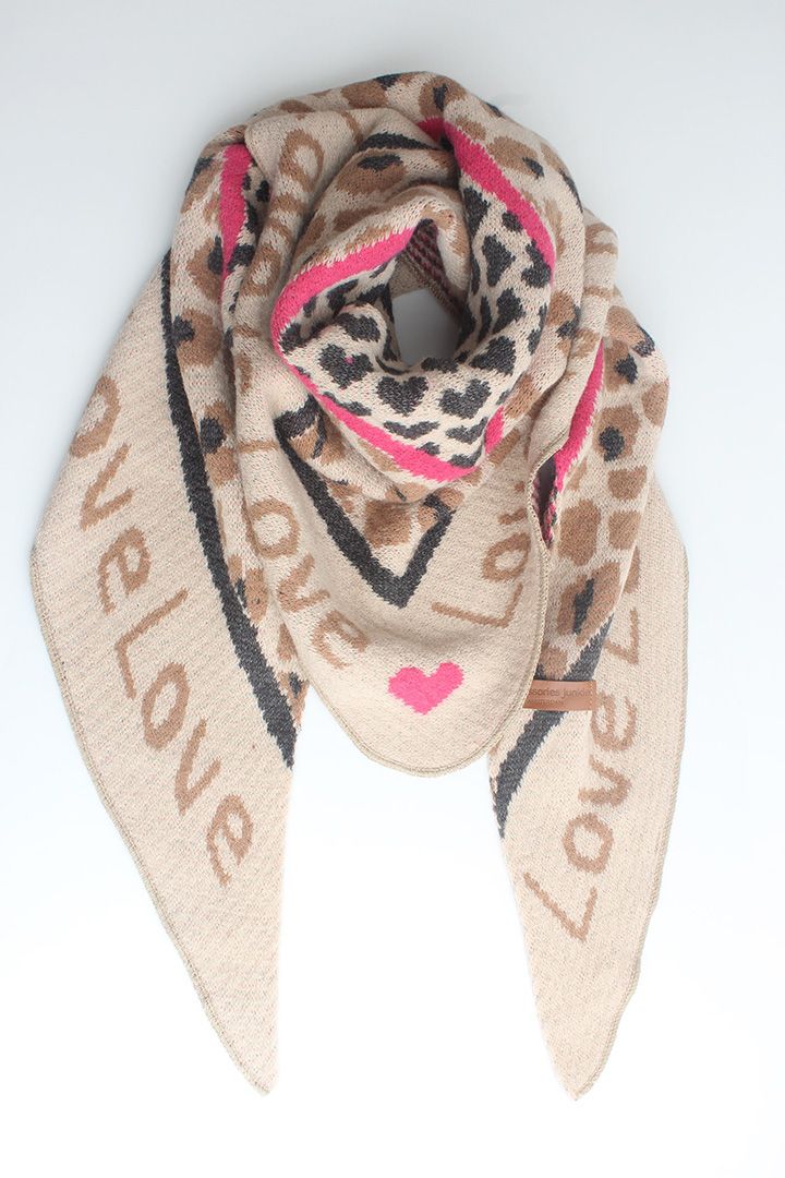 Sjaal driehoek &quot;Love&quot;, Kleur: Camel