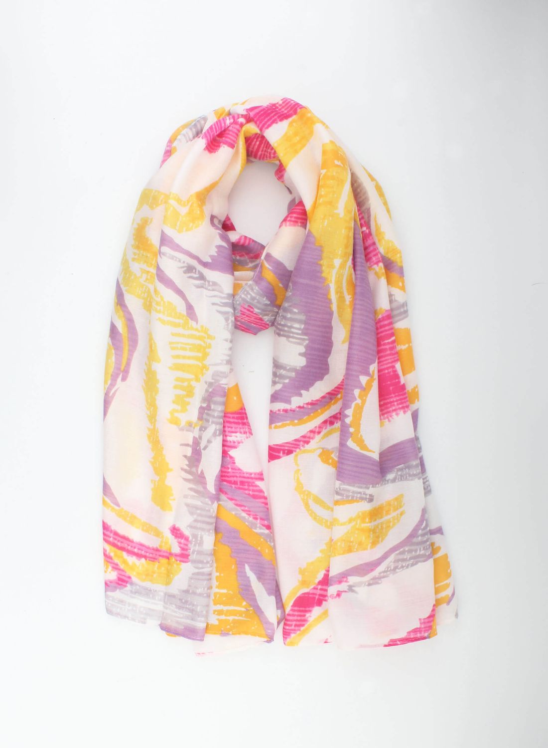 Sjaal &quot;Ella&quot;, Kleur: Fuchsia/paars/geel/wit