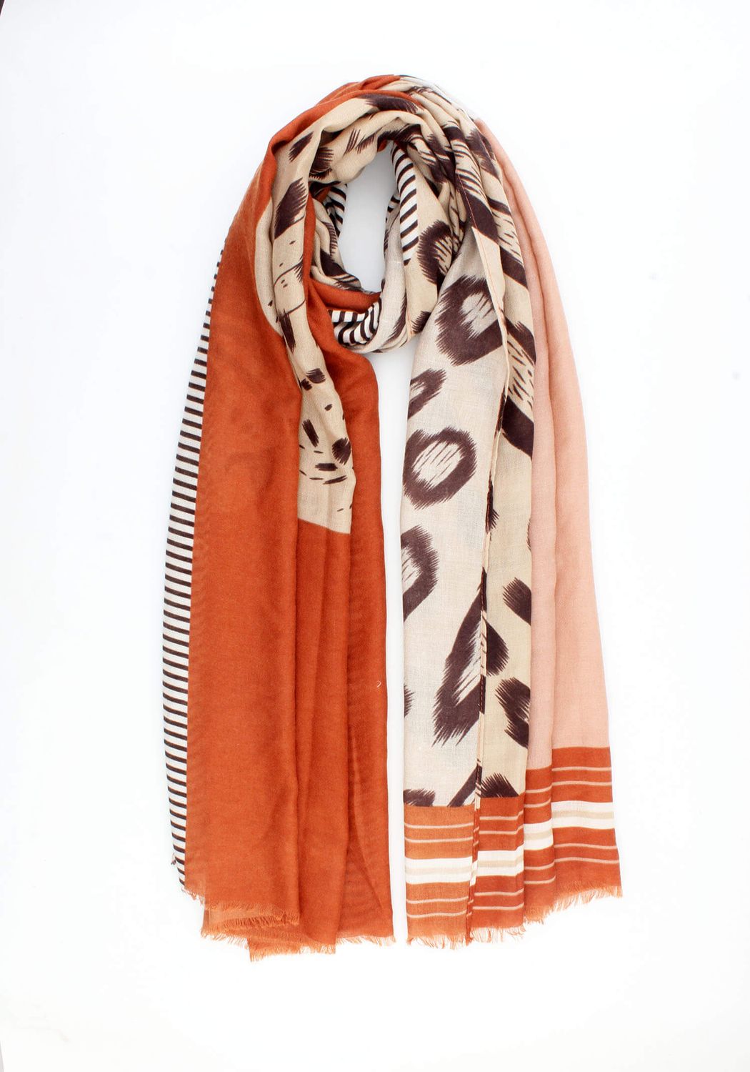 Sjaal &quot;Rae&quot;, Kleur: Cognac/oud roze