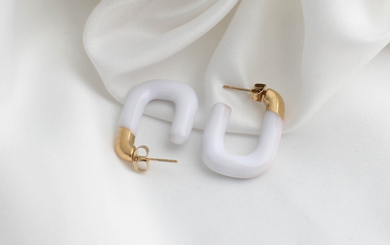 Oorbellen ''Annick'', Kleur: Wit