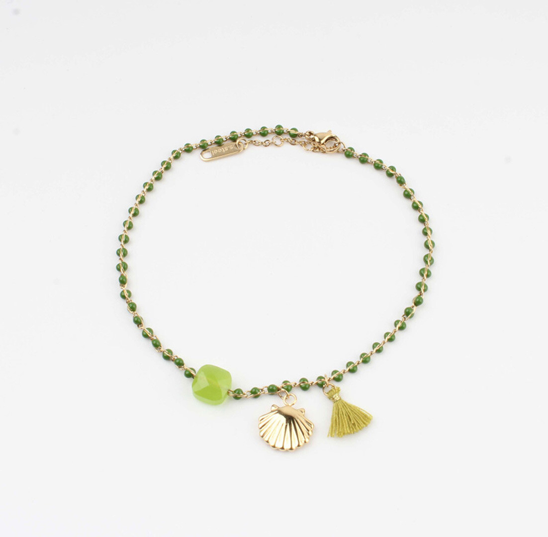 Enkelbandjes "Eyl", Kleur: Groen/Goud