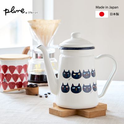 ​【日本製 Plune 琺琅 水壺 - 貓款 1.1L 】