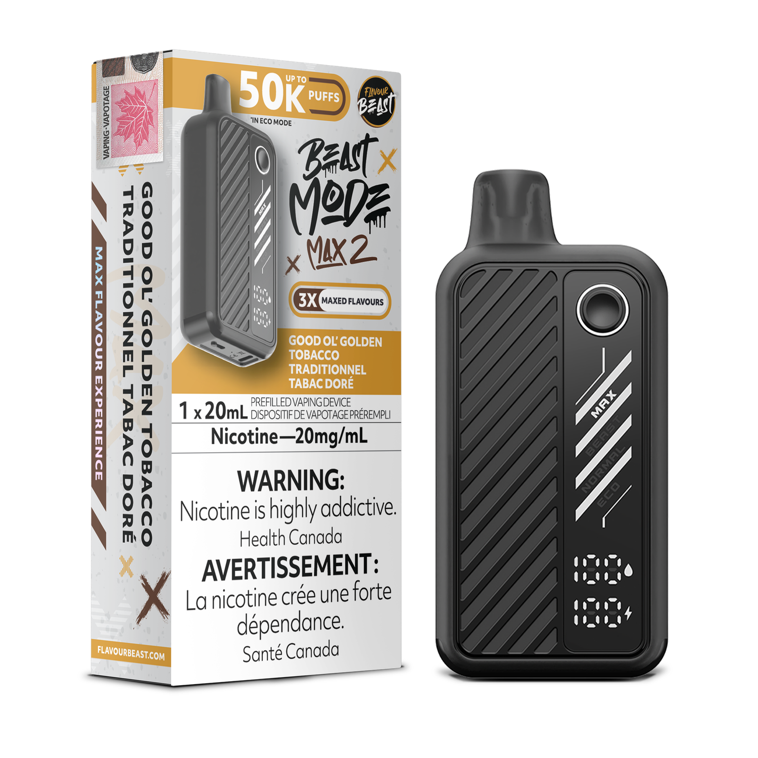 Flavour Beast Beast Mode Max 2 50K - Good Ol&#39; Golden Tobacco