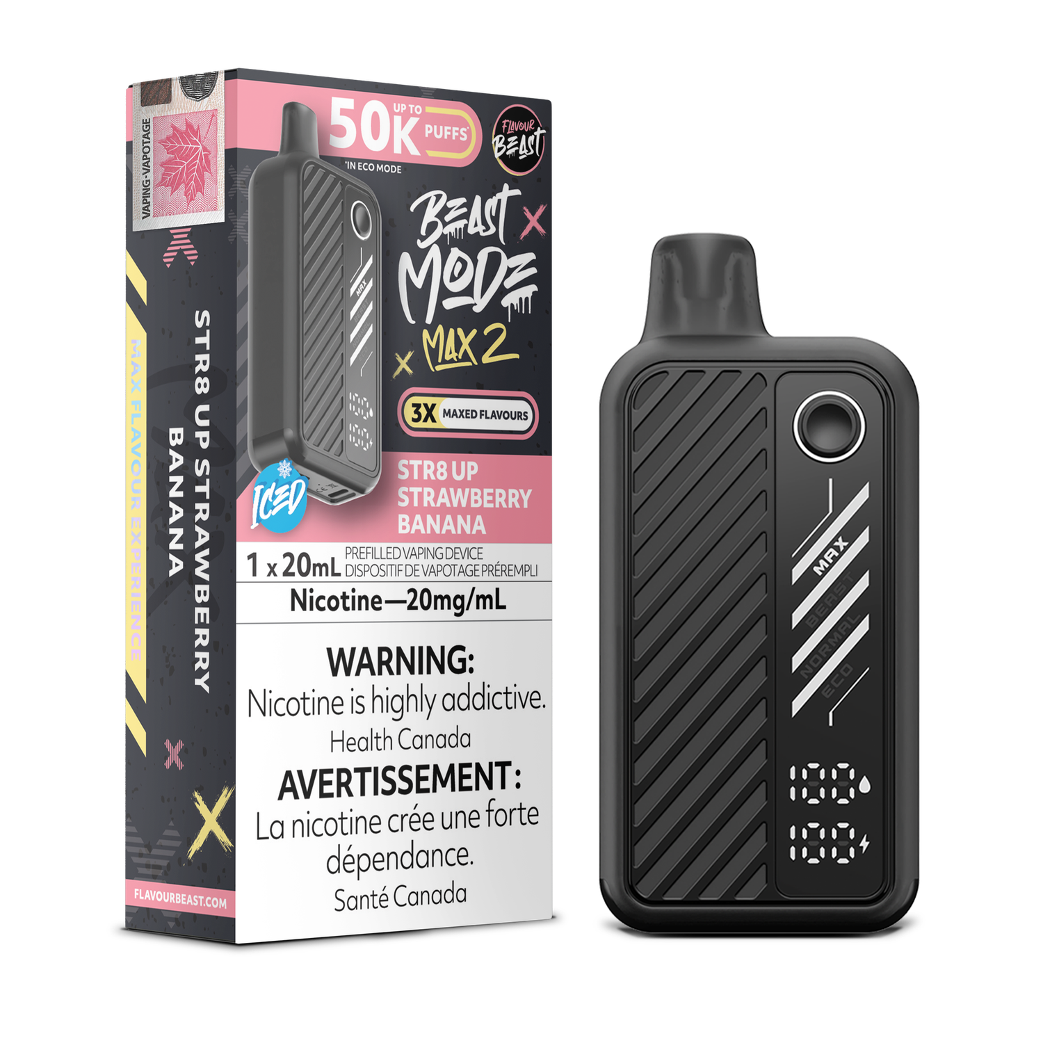 Flavour Beast Beast Mode Max 2 50K - STR8 UP Strawberry Banana