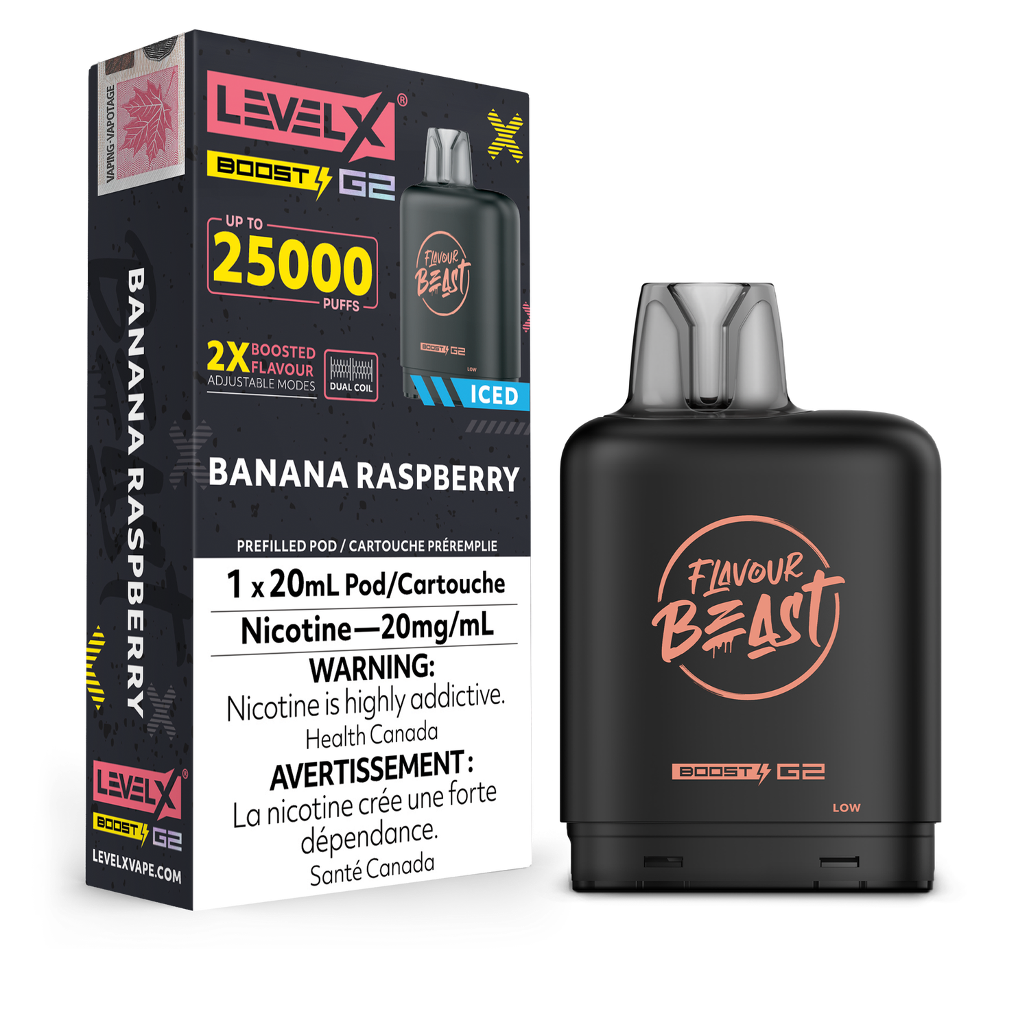 Flavour Beast Level X Boost G2 25K Pod - Banana Raspberry Iced
