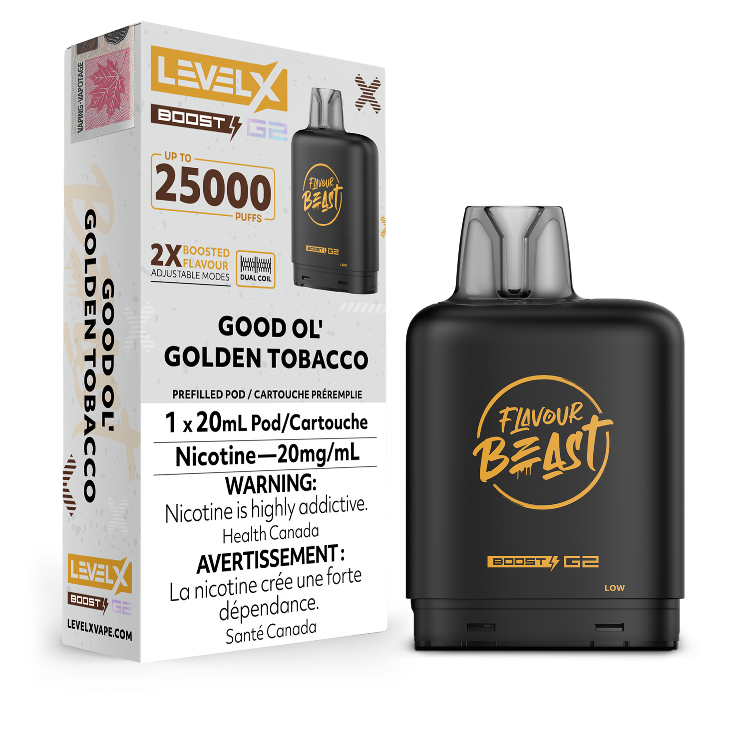 Flavour Beast Level X Boost G2 25K Pod - Good Ol&#39; Golden Tobacco