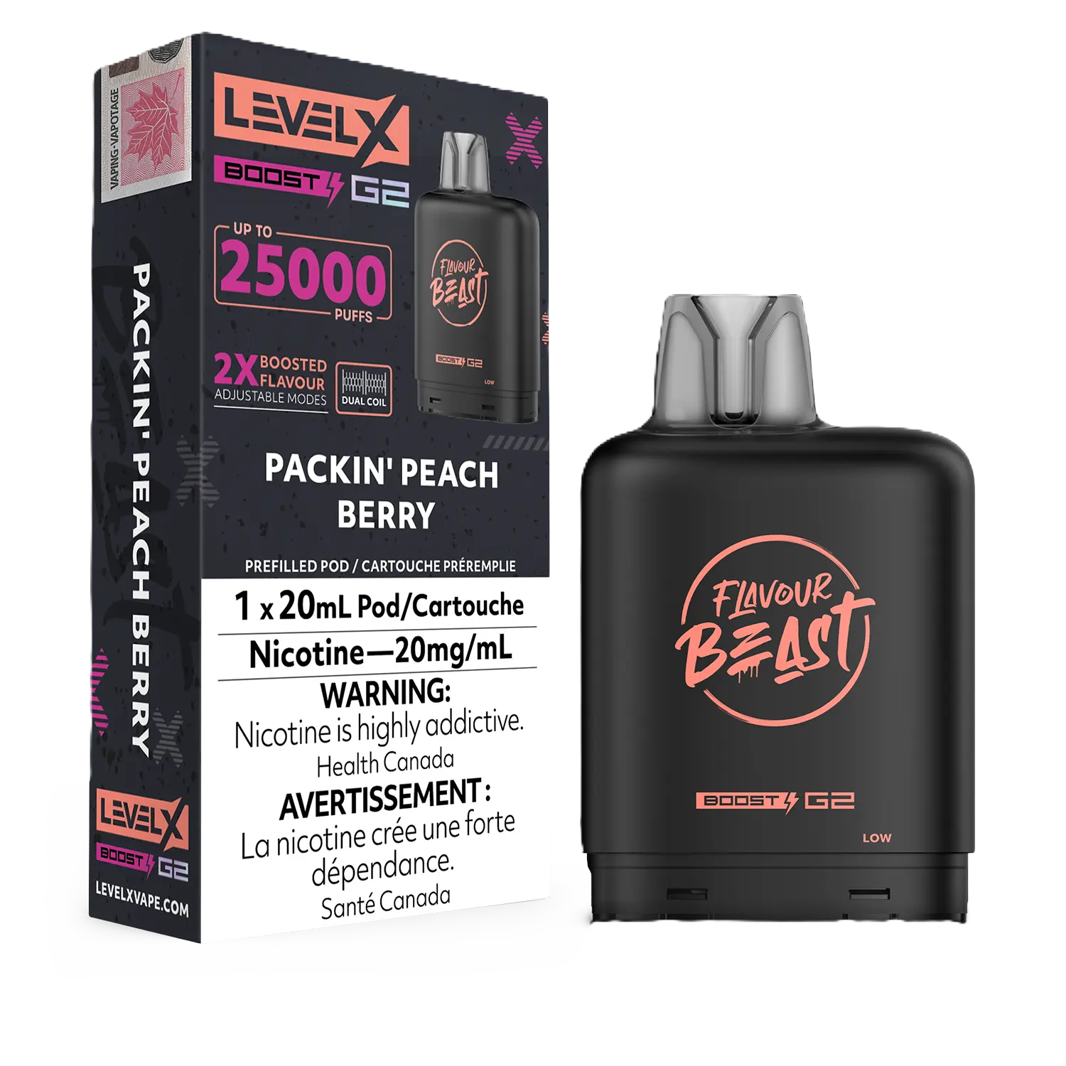 Flavour Beast Level X Boost G2 25K Pod - Packin&#39; Peach Berry