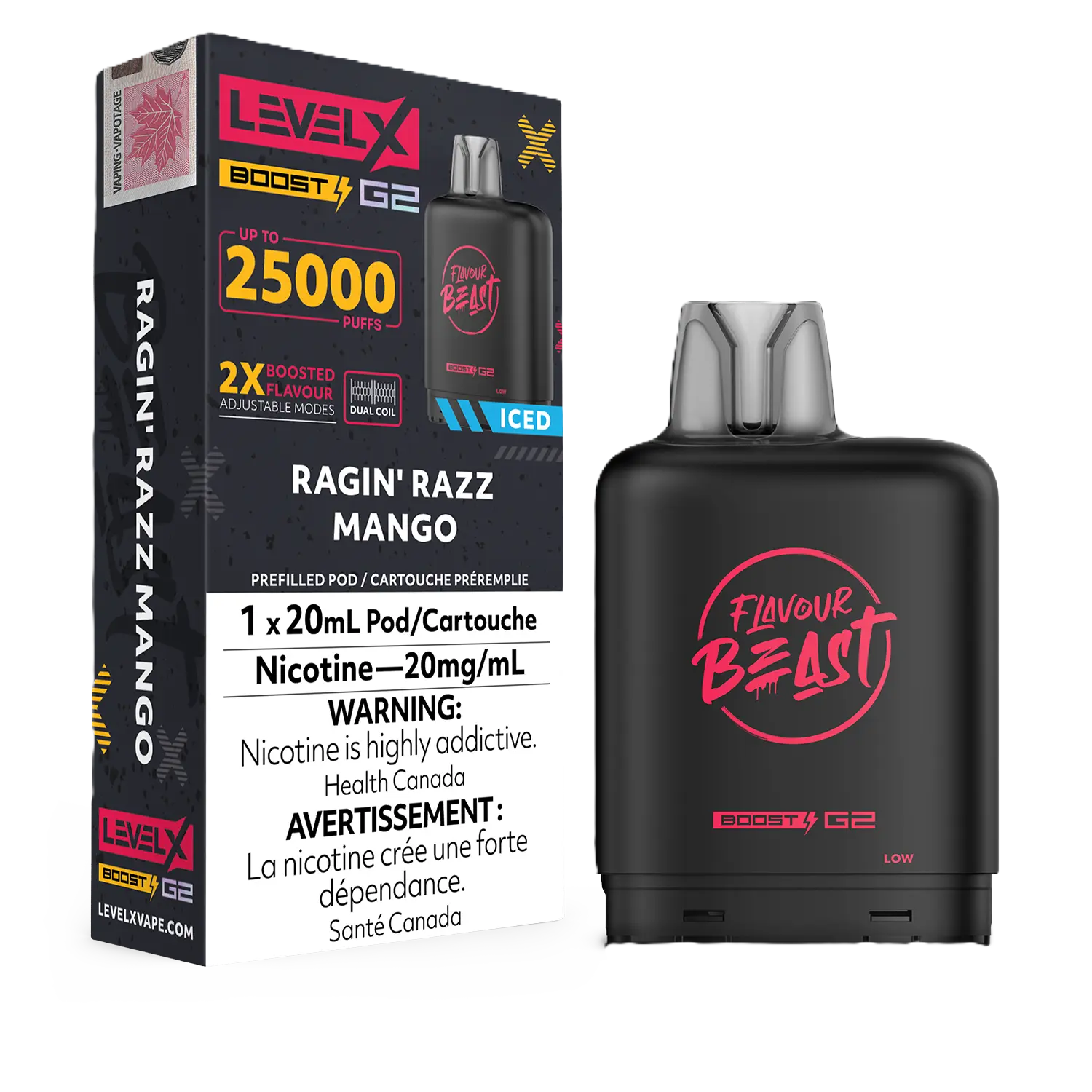 Flavour Beast Level X Boost G2 25K Pod - Ragin&#39; Razz Mango Iced