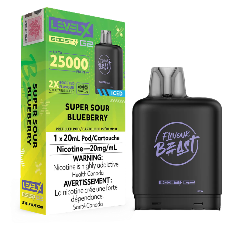 Flavour Beast Level X Boost G2 25K Pod - Super Sour Blueberry Iced