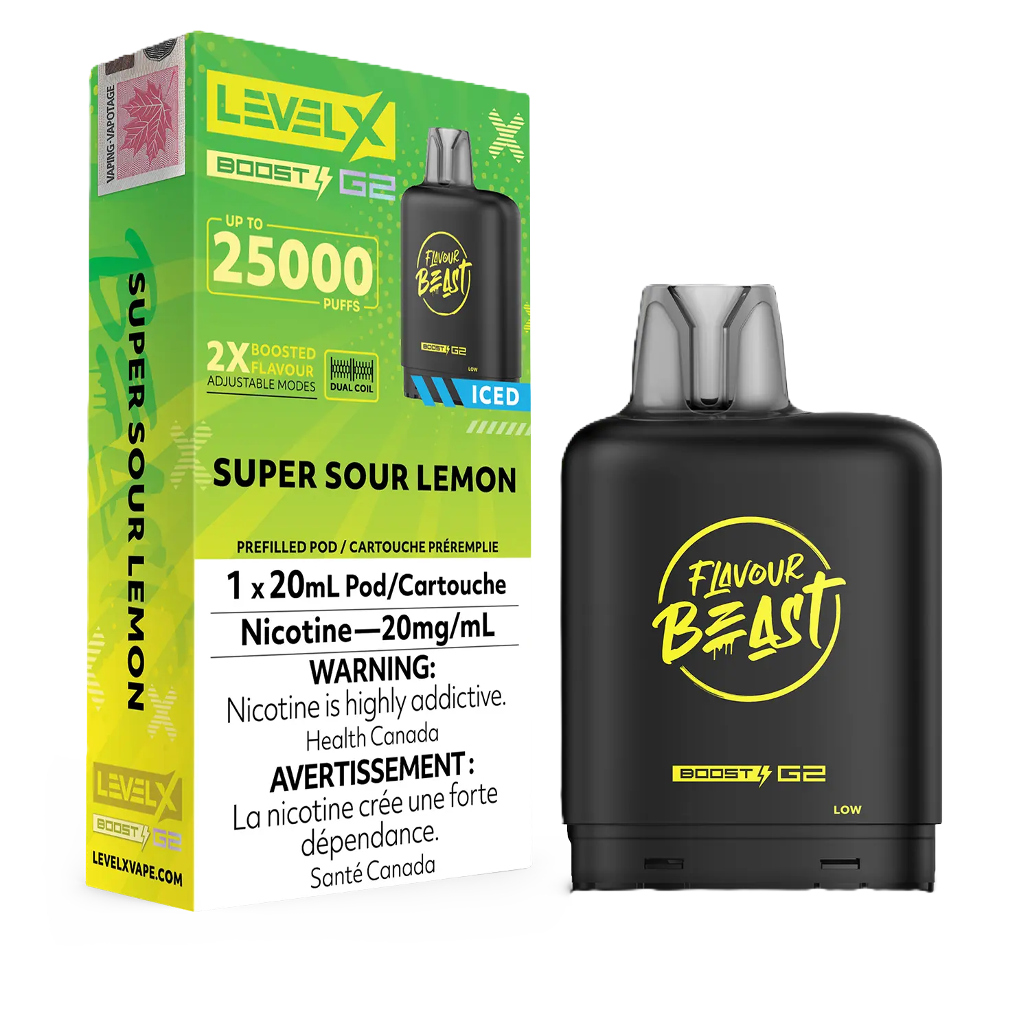 Flavour Beast Level X Boost G2 25K Pod - Super Sour Lemon Iced