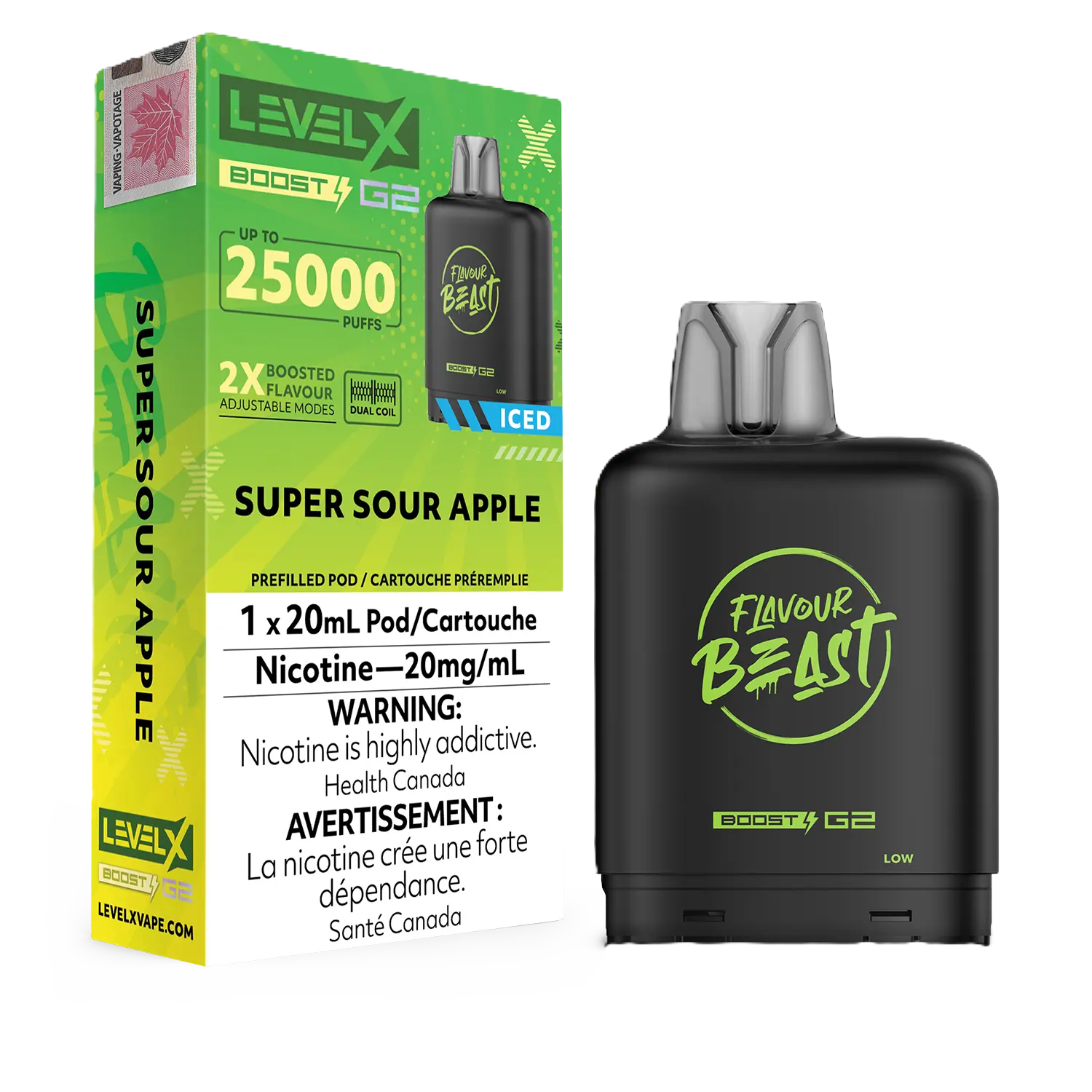 Flavour Beast Level X Boost G2 25K Pod - Super Sour Apple Iced