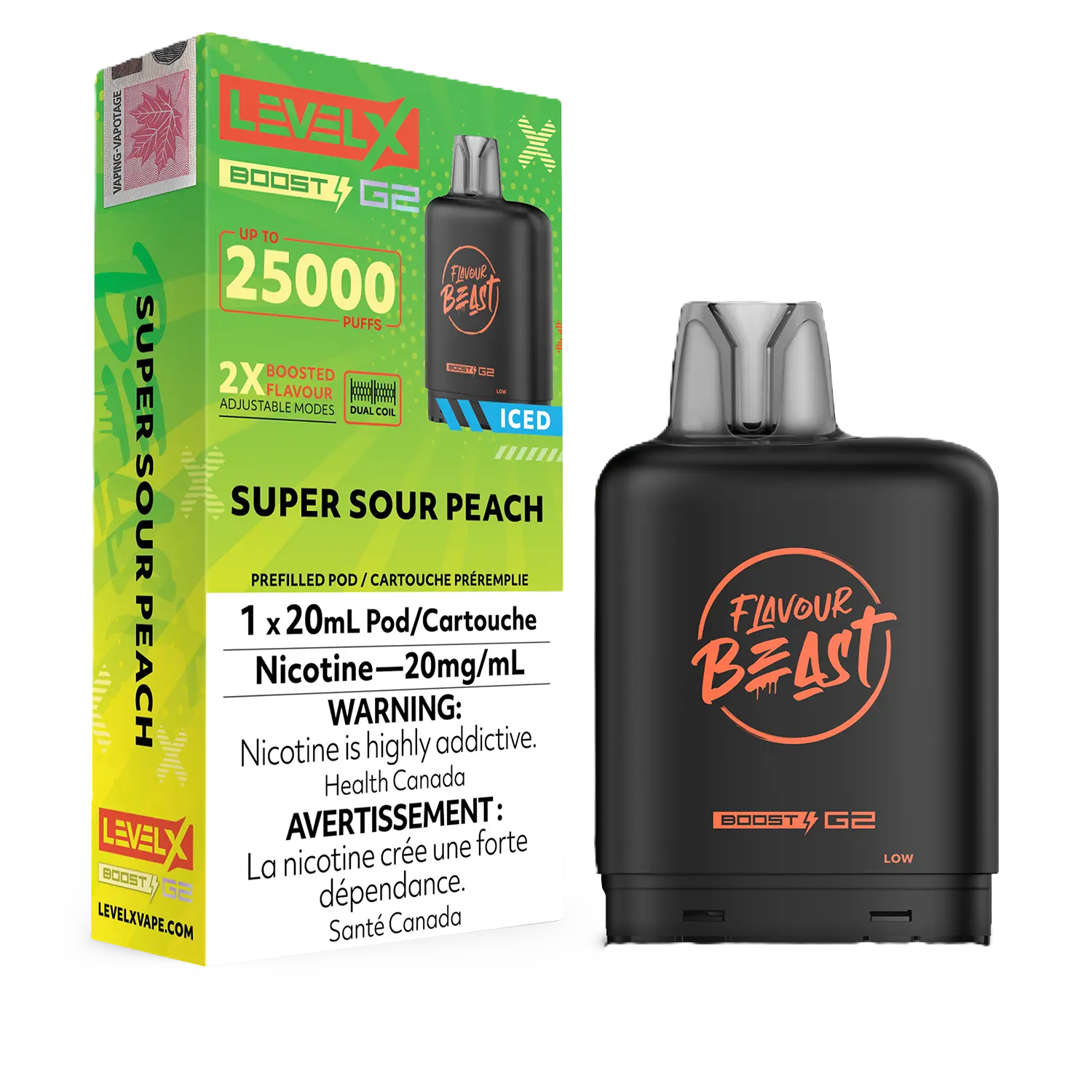 Flavour Beast Level X Boost G2 25K Pod - Super Sour Peach Iced