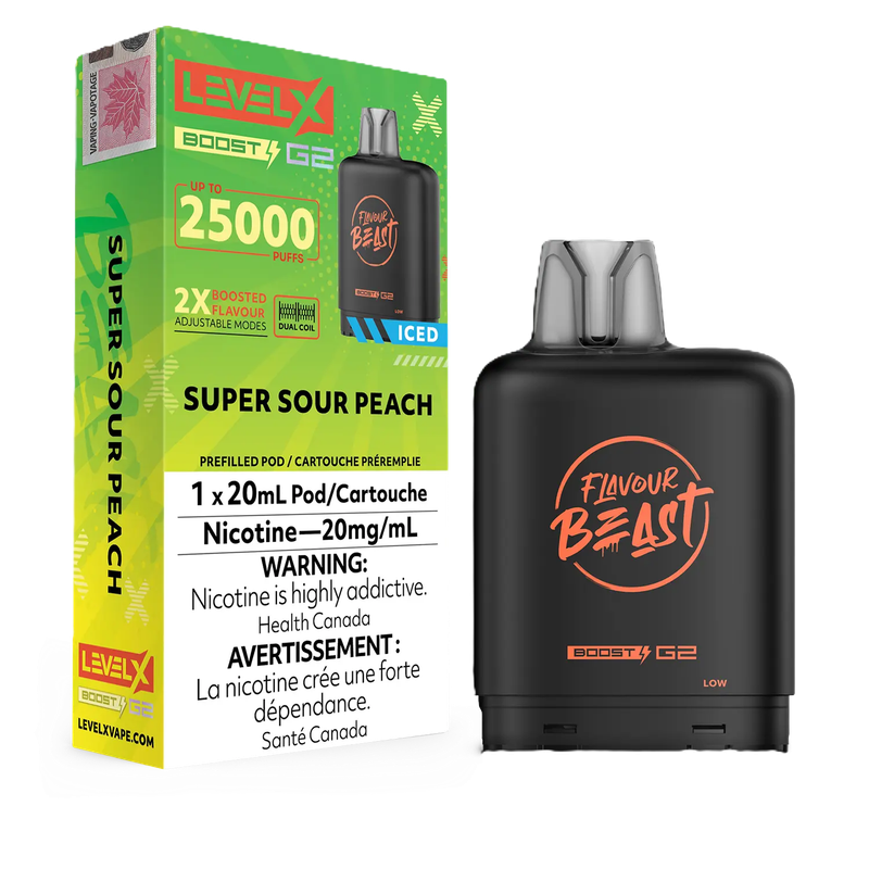 Flavour Beast Level X Boost G2 25K Pod - Super Sour Peach Iced