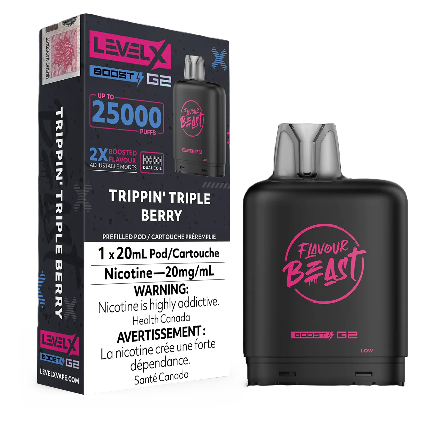 Flavour Beast Level X Boost G2 25K Pod - Trippin&#39; Triple Berry