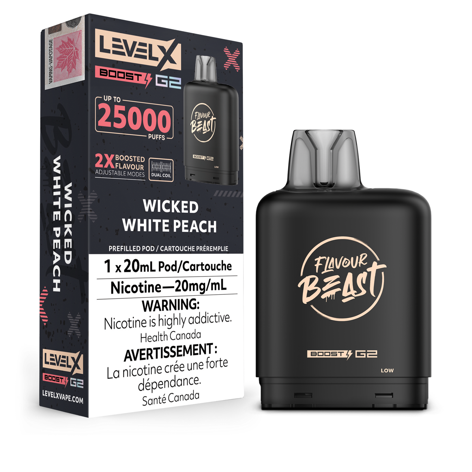Flavour Beast Level X Boost G2 25K Pod - Wicked White Peach